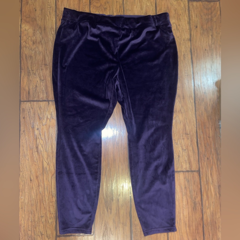 Lands' End Purple velour Leggings pants woman’s size 2X EUC
